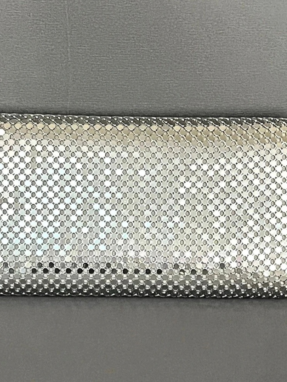 Jessica McClintock Silver Liquid Metal Mesh Roll Clutch